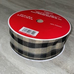 Celebrate it Black And Tan Buffalo Check Christmas Wired Ribbon